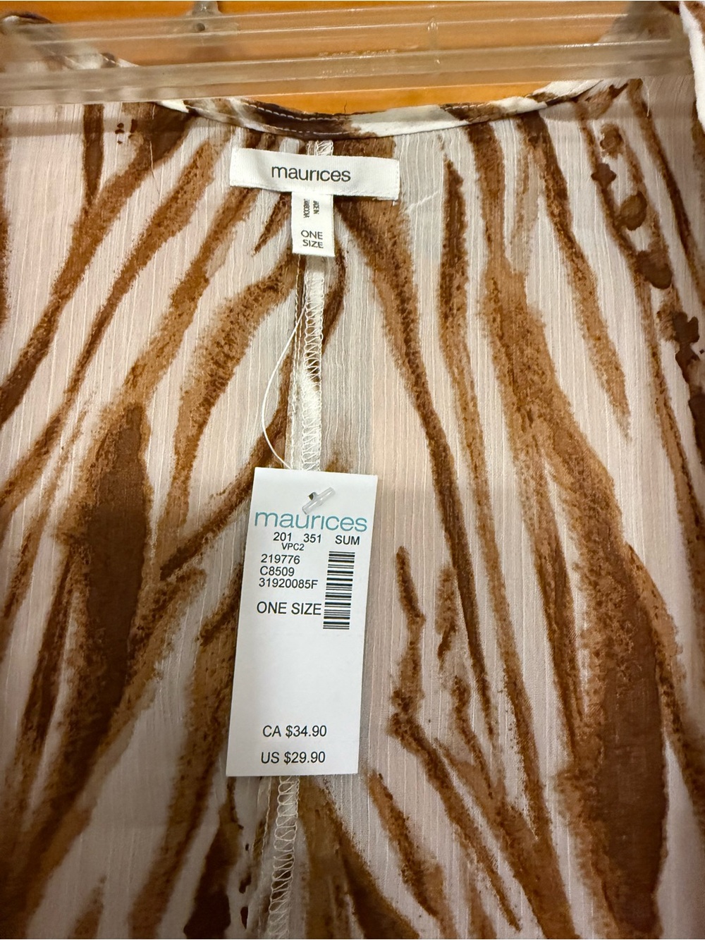 maurices Brown & White Zebra-Stripe Duster - Picture 2 of 4